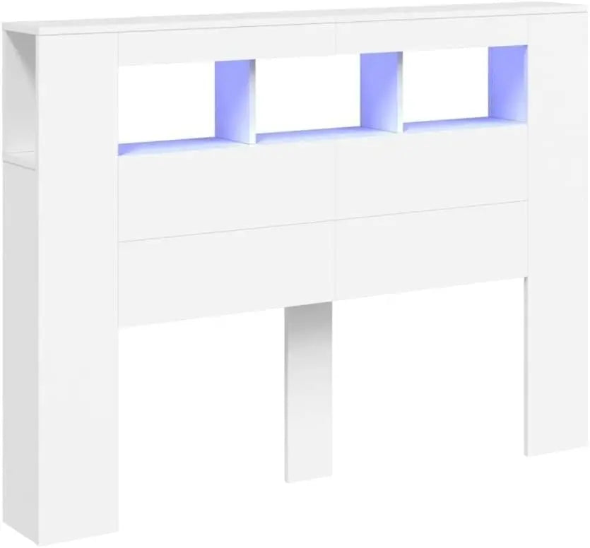 VidaXL Tête de lit à LED Blanc 140x18 –5x103,5 cm Bois d'ingénierie