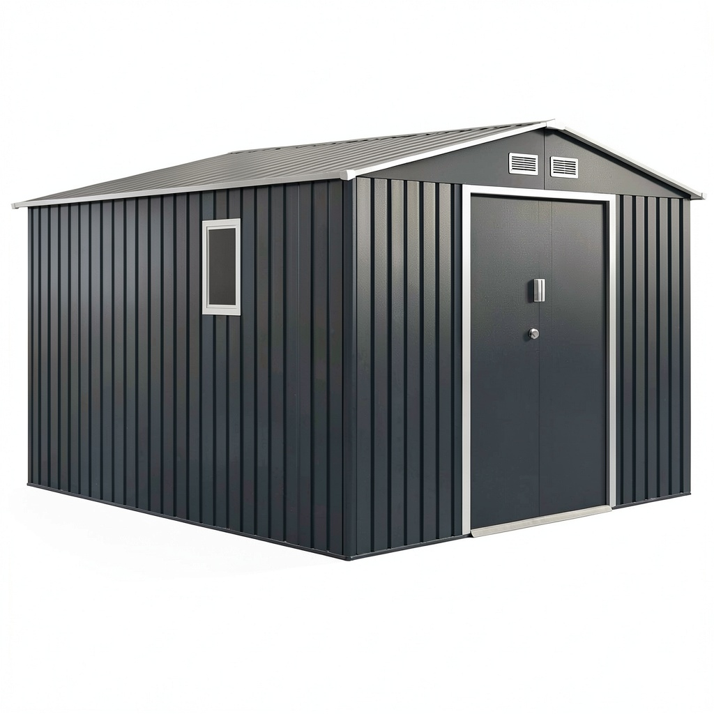 Abri de jardin, en métal, coloris anthracite, pour le jardin
