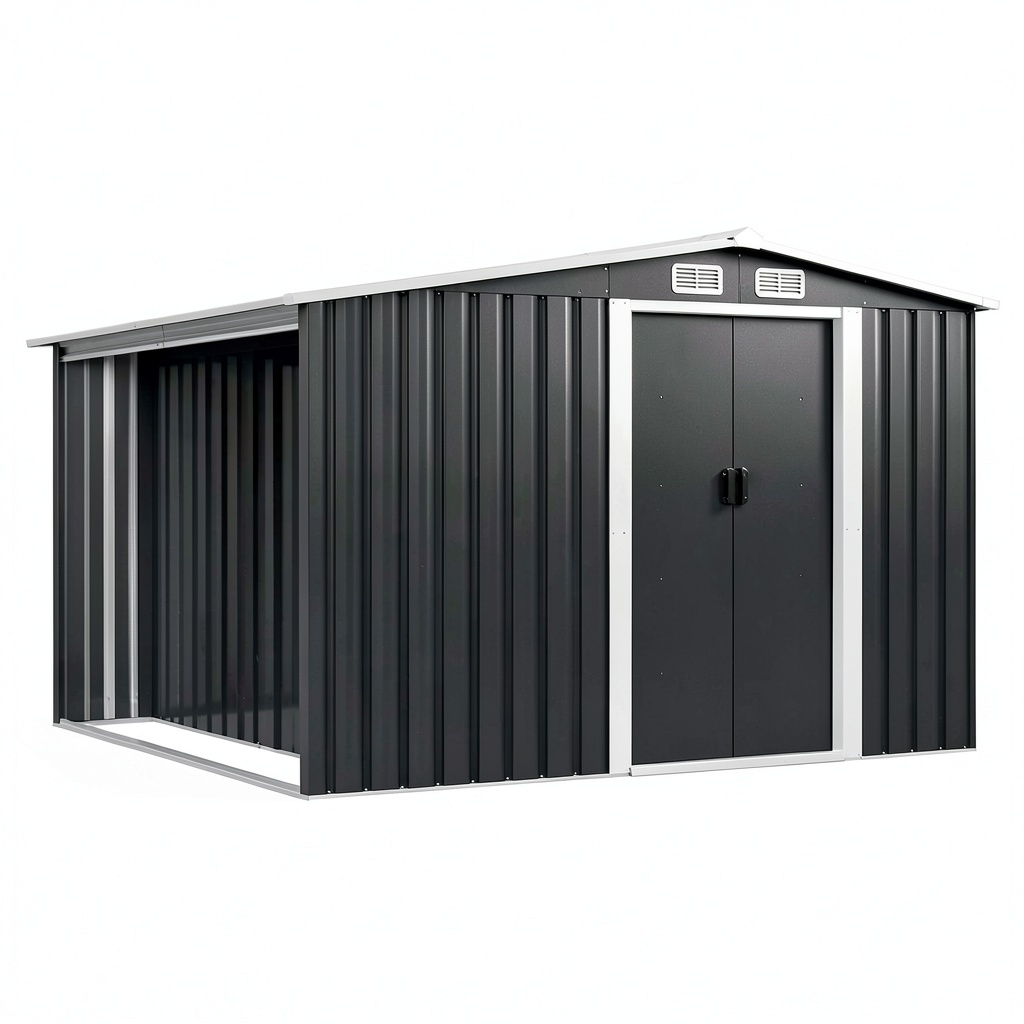 Abri de jardin, en acier, coloris gris, pour le jardin