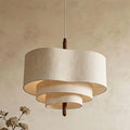 Luminaire Suspendu Wabi-sabi Japonais Culot E27 Cordon Réglable Abat-jour Lin Suspension Salle À Manger – beige/gris