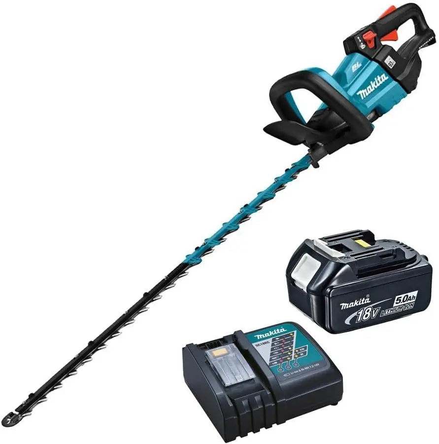 Makita Taille-haie sans balais DUH751RT 18 V Li-ION LXT 50 cm avec 1 Batterie 5,0 Ah et Chargeur – gris/noir/bleu