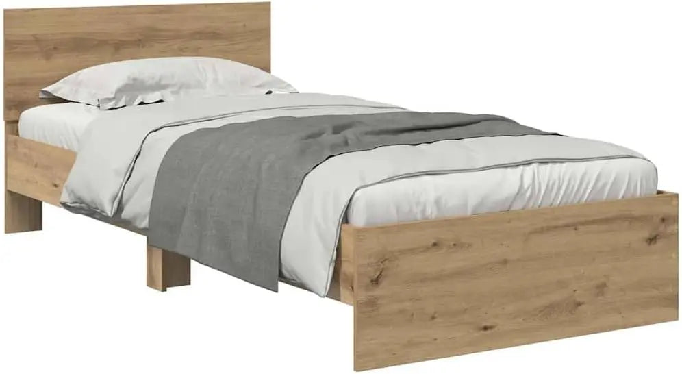 VidaXL Cadre de lit Chêne Artisanal 90 x 200 cm Bois d'ingénierie – gris