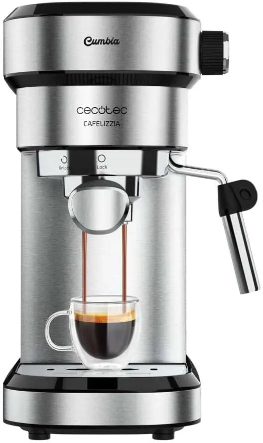 Cecotec Machine à Café Expresso Double Sortie Cafelizzia Steel. 1350W – 1,2 L, gris/noir