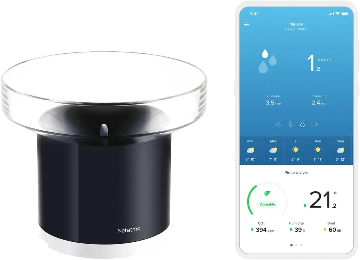 Netatmo Pluviomètre connecté sans-Fil pour la Station Météo – NRG01-WW, noir