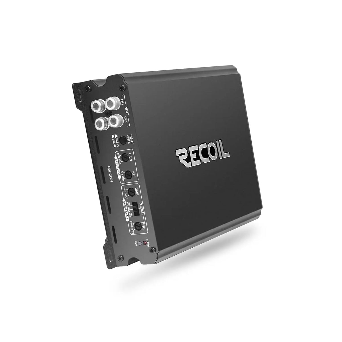 RECOIL DI1200-4 Ampli 4 Canaux Classe D 2400W Pontable Voiture – 15 Hz / 50 Hz, gris/noir