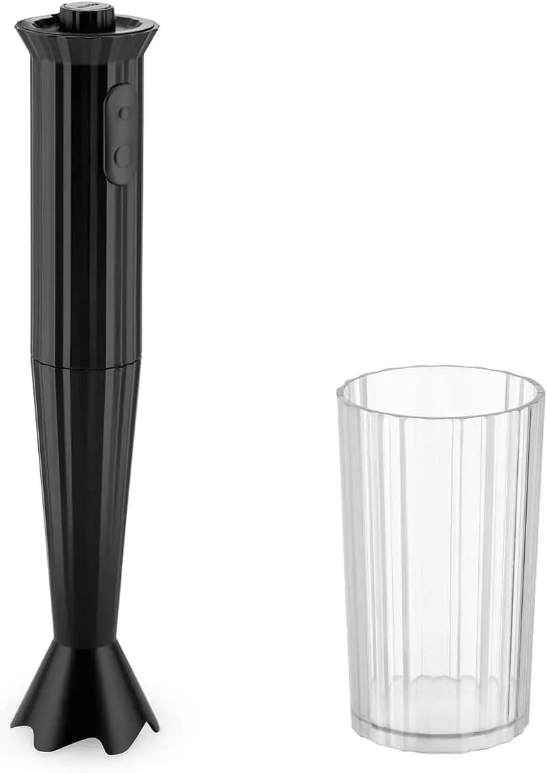 Alessi Plissé MDL10 B - Mixeur Plongeant Design avec Verre Gradué – 500 W, 700 ml, noir