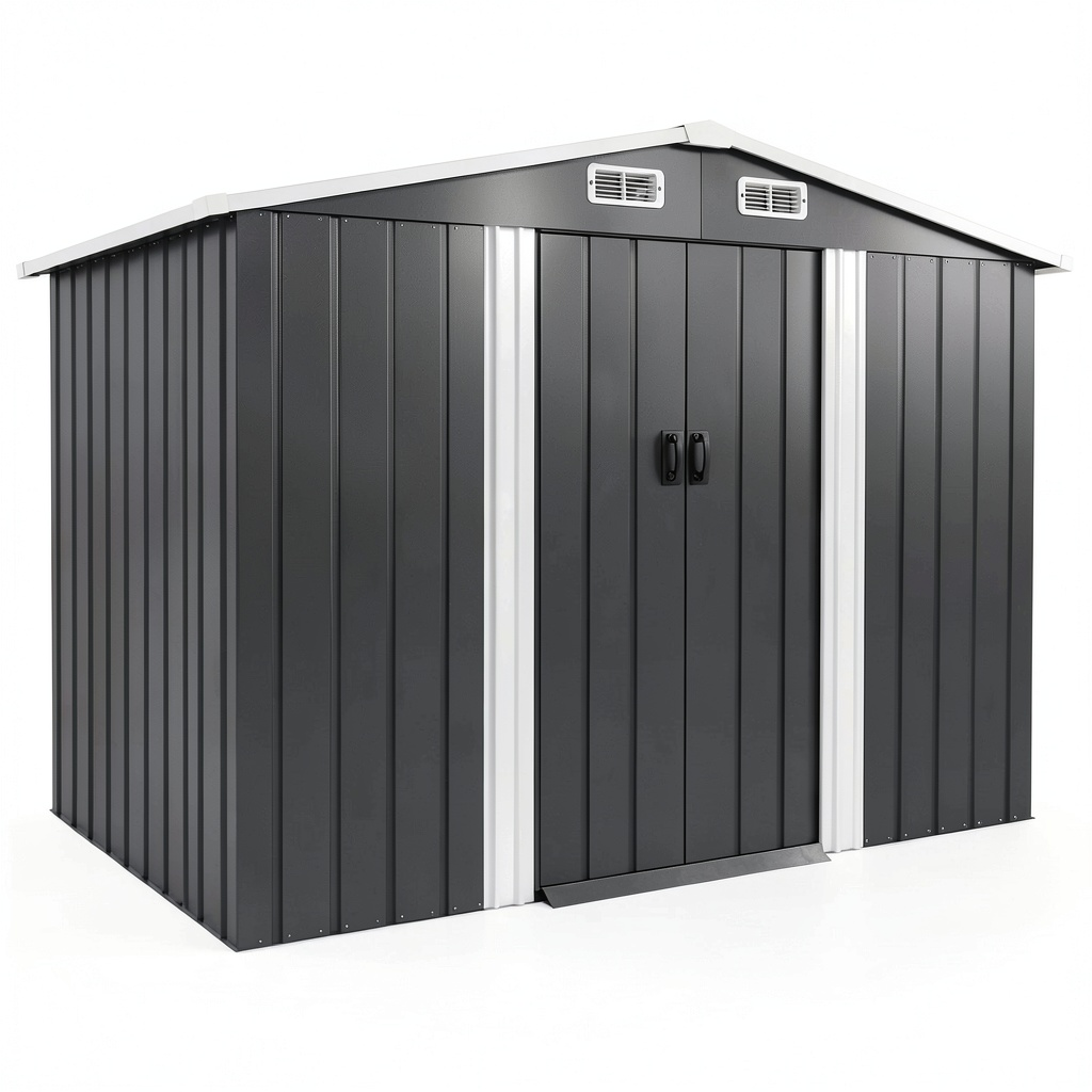 Abri de jardin, en métal, coloris gris, pour le jardin