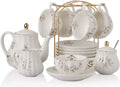 Sweejar Home British Royal Series Service à thé en porcelaine avec tasses et soucoupe pour 6 personnes – crème