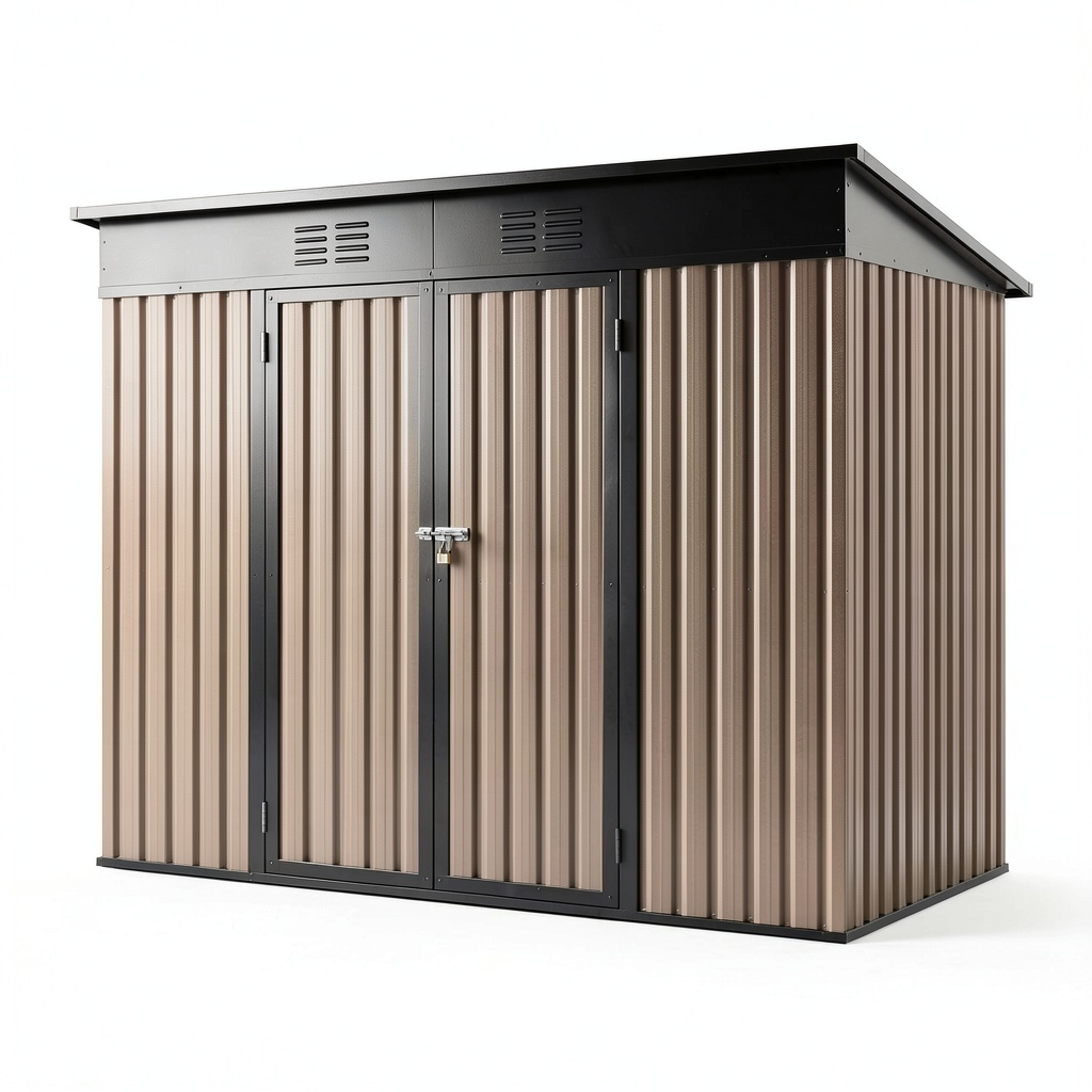 Abri de jardin, avec portes coulissantes, en acier inoxydable, 242 x 126 x 182 cm, pour le jardin