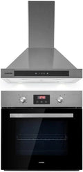 Klarstein Kalahari Zelda Set - Four encastrable + hotte murale - Four 68 L/classe A/50-250 °C – 210 W / 25 W, 620 m³/h, 60 Hz / 50 Hz, noir/argenté