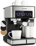 KLARSTEIN Machine 1,8L à café espresso à porte-filtre avec Mousseur de Lait – 1350 W, argenté