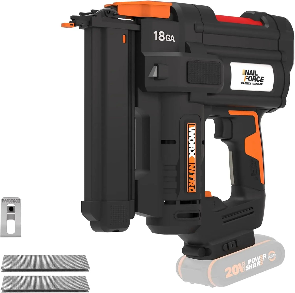 WORX Agrafeuse sans fil 20V WX844.9 18 Ga cloueuse ou agrafeuse – gris/noir