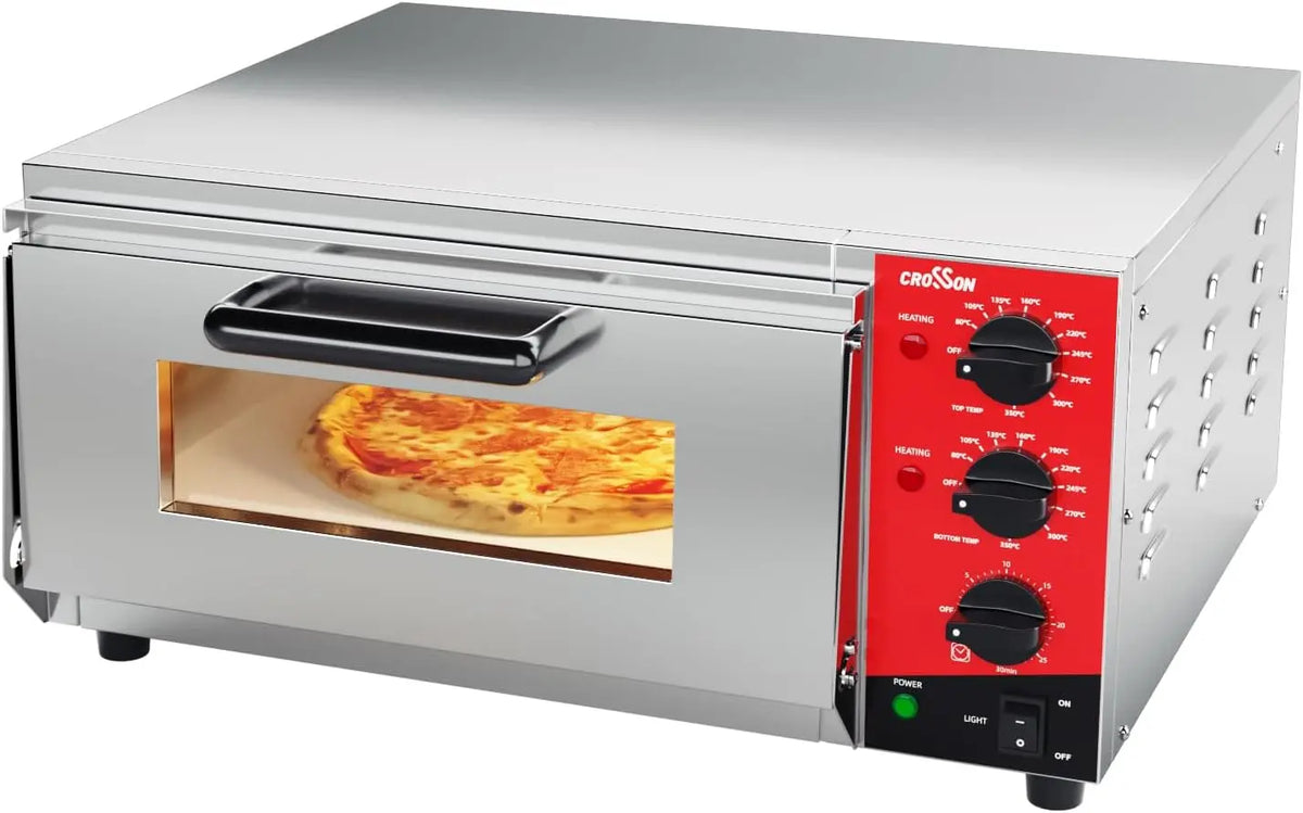 CROSSON Four électrique pour pizza 16 pouces – 2000 W, argenté