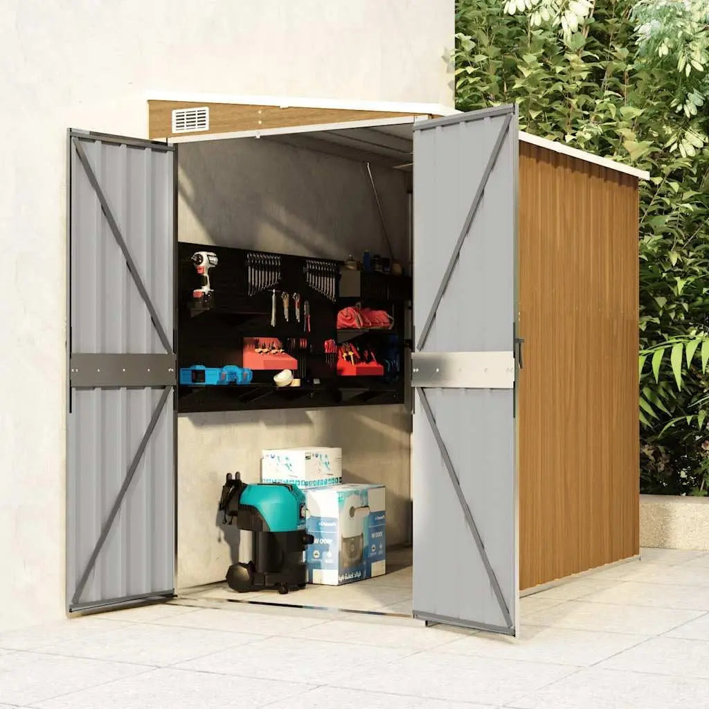 Abri de jardin marron aspect bois 118 x 194 x 178 cm en acier galvanisé