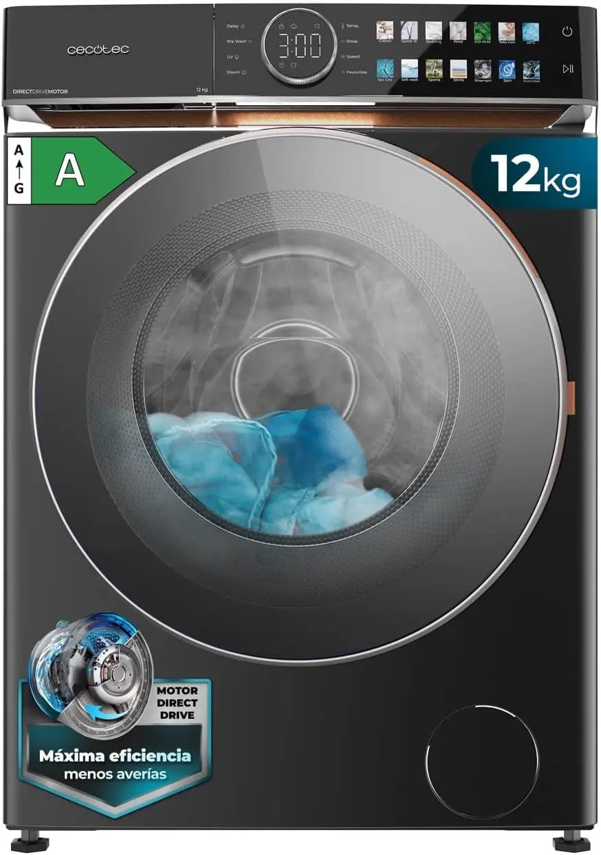 Cecotec Lave-linge 12Kg Frontal Bolero DressCode 12980 entraînement direct Steel A. 1400RPM – gris/noir