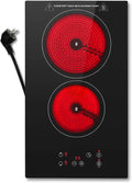 Plaque Vitrocéramique 2 feux – 3000 W, 52 x 30 cm, 50 Hz, noir/rouge/gris