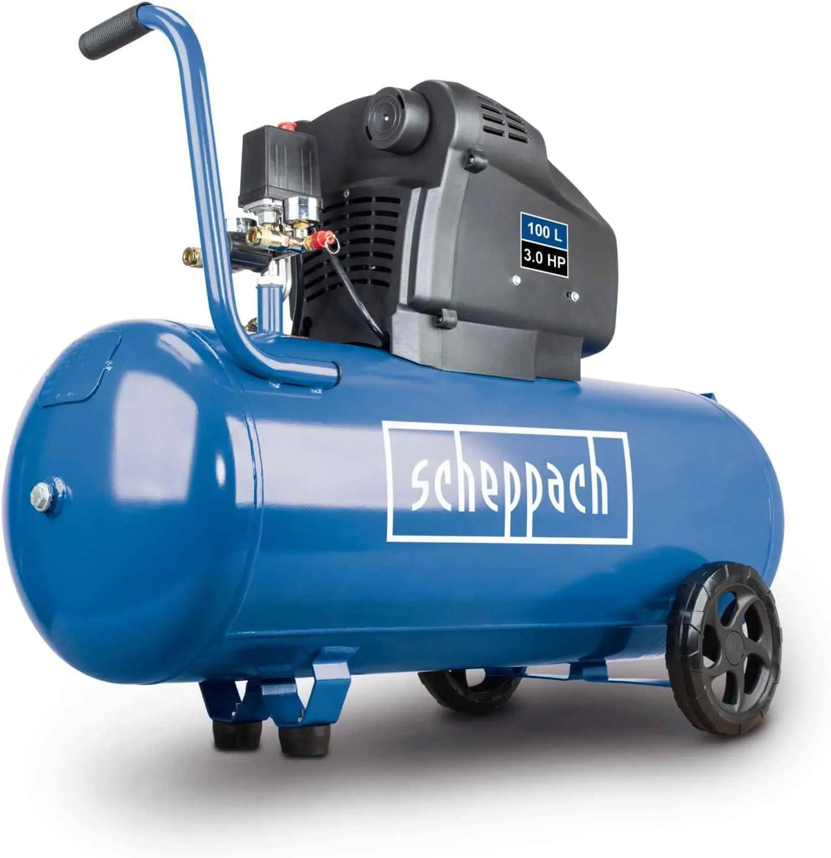 Scheppach Compresseur bicylindre HC106DC - 2200W - cuve 100L – 322 L/min, bleu/gris
