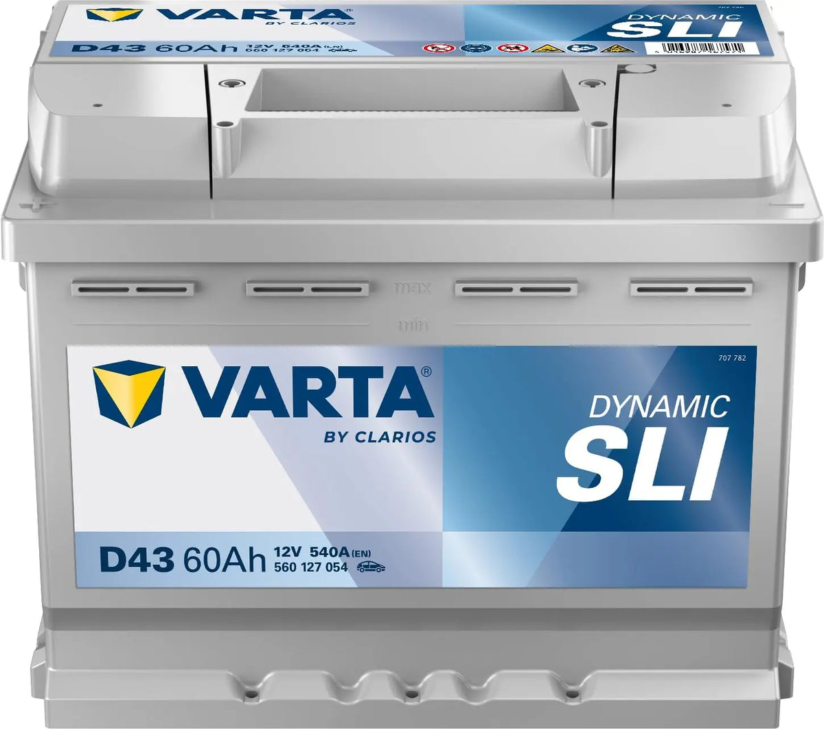 Batterie de démarrage VARTA Dynamic SLI D43 - 12V 60Ah 540A - Pour véhicules conventionnels – gris/bleu