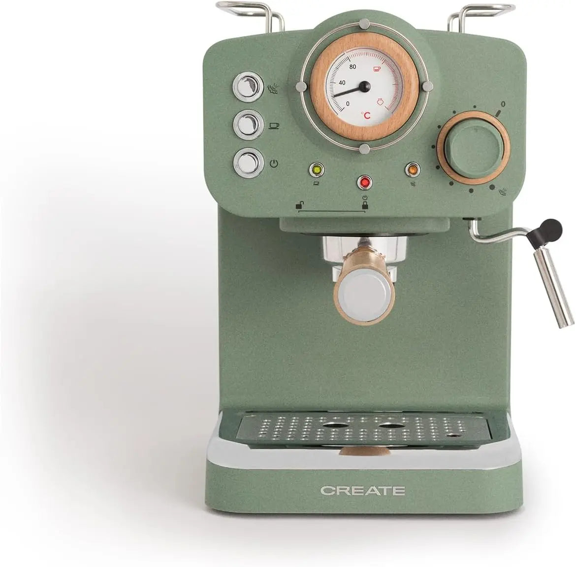 CREATE / THERA RETRO/Cafetière express semi-automatique vert sauge et bois / 20 bar – 1100 W, 1,25 L