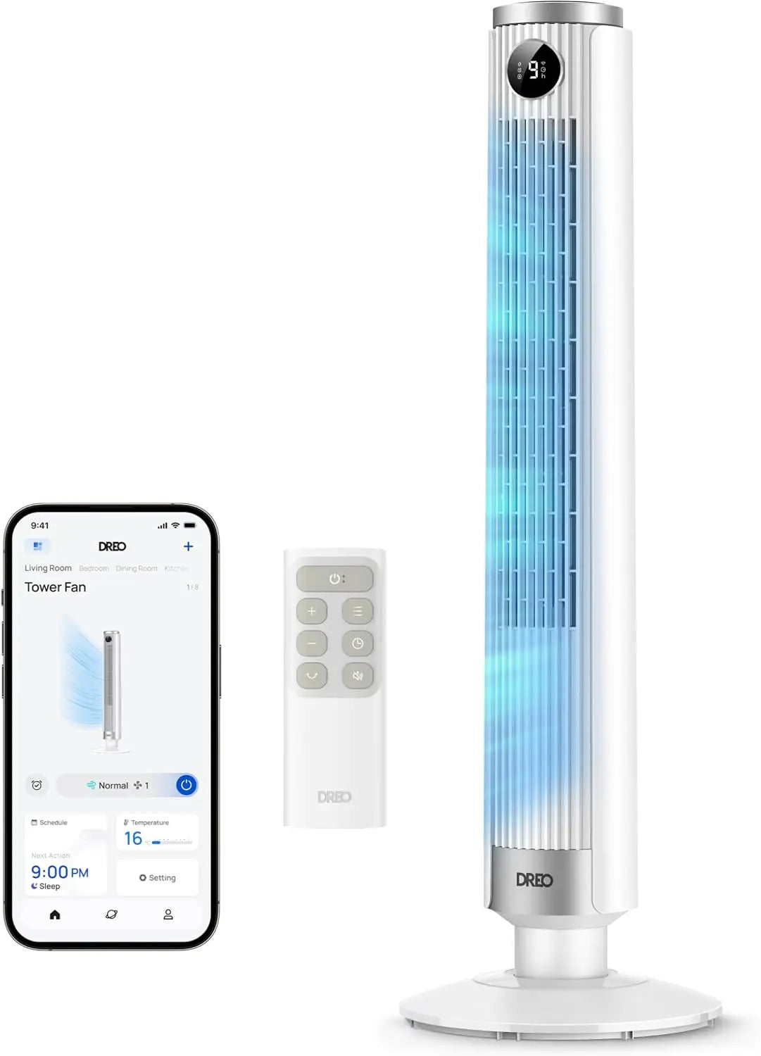 DREO Ventilateur colonne intelligent 554S – bleu/gris