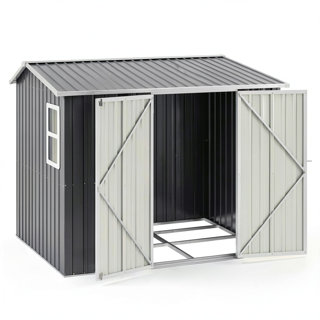 Abri de jardin, en acier, coloris gris, pour le jardin