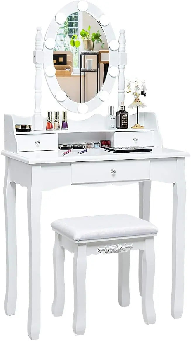 COSTWAY Coiffeuse avec Eclairage – blanc
