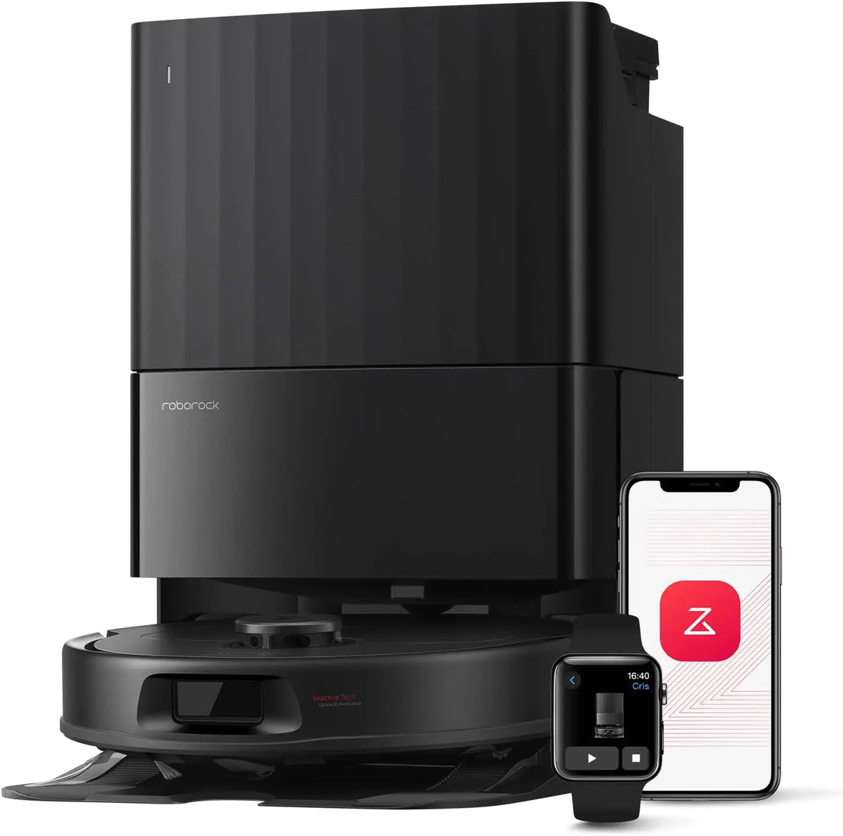 Roborock QV 35A Aspirateur Robot Laveur – 2,7 L / 4 L, noir/gris