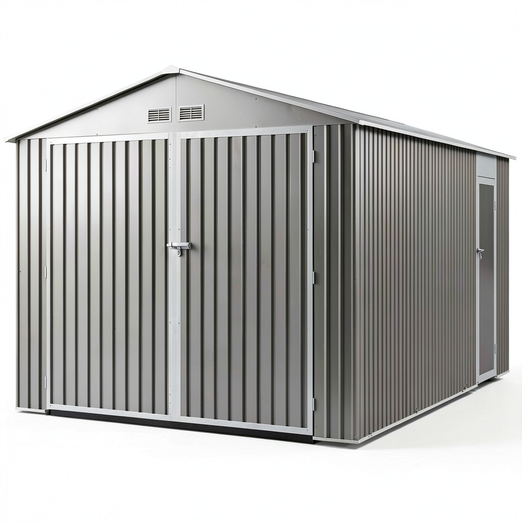 Garage de jardin, en métal, avec portes, pour le jardin ou l’extérieur