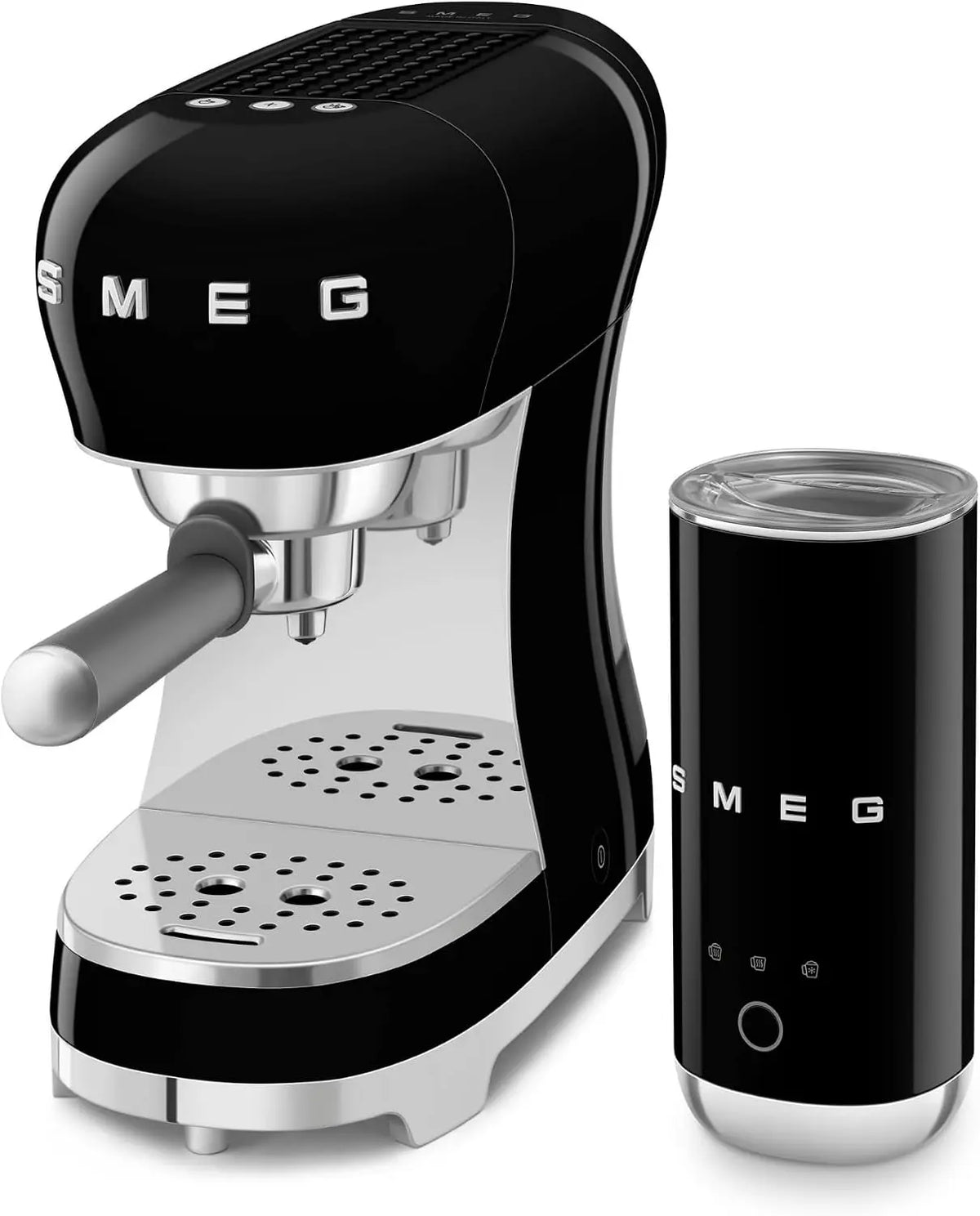 Smeg ECF12BLEU Machine à expresso manuelle et mousseur à lait – 60 ml / 120 ml, noir