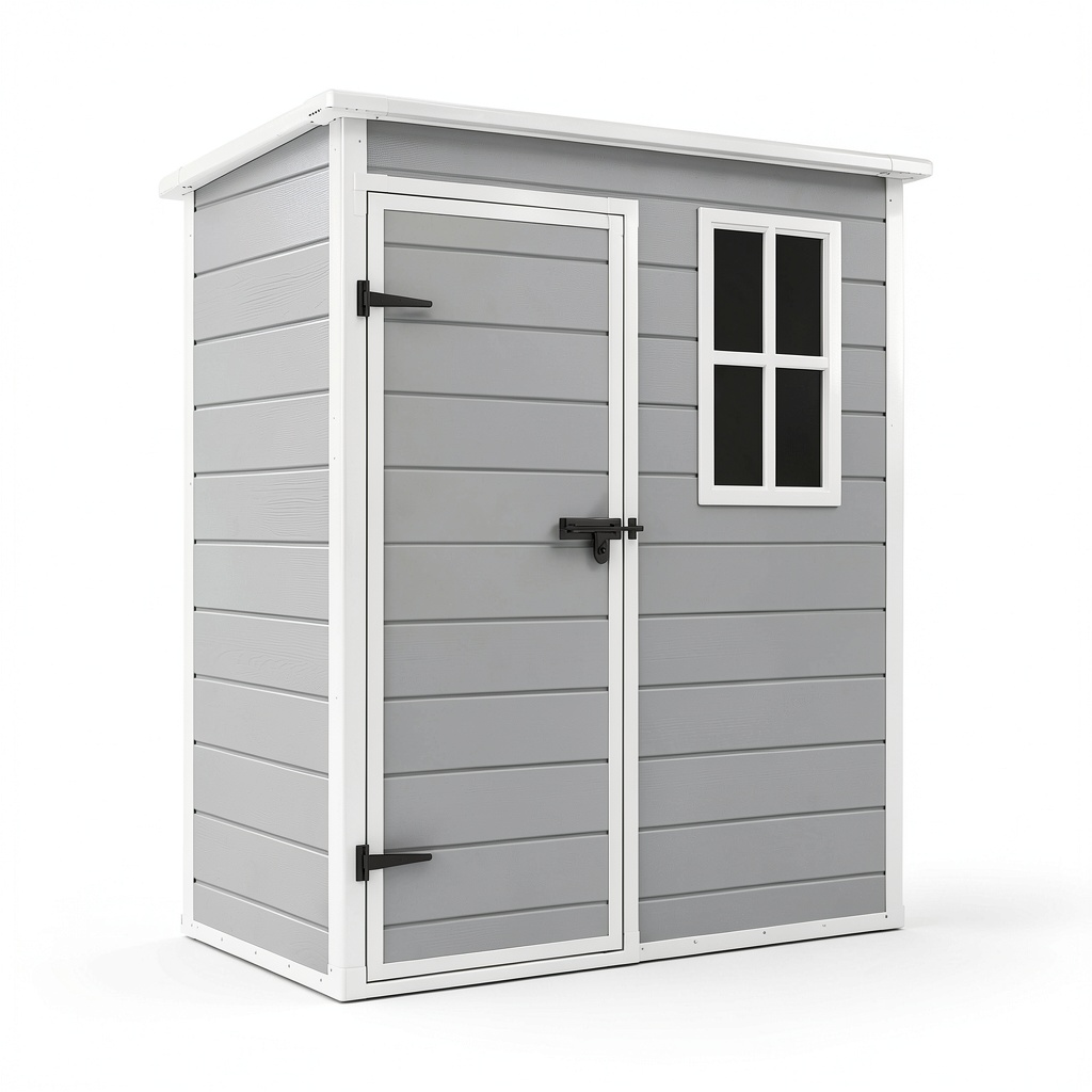 Abri de jardin, coloris blanc et gris, pour le jardin