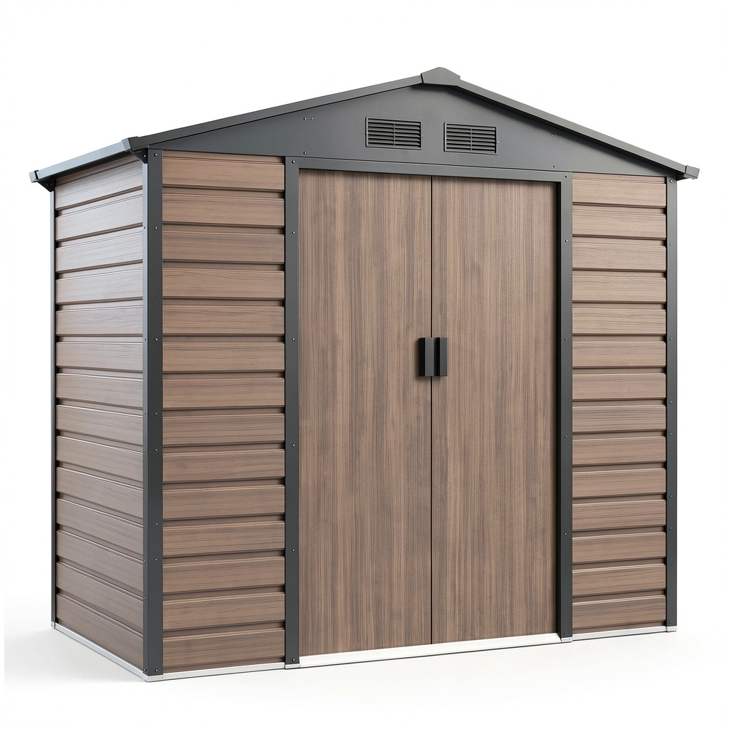 Abri de jardin, en acier, coloris gris, pour le jardin
