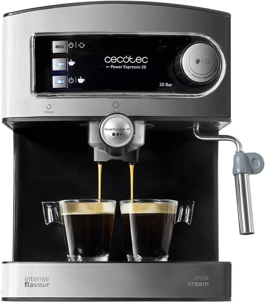 Cecotec Machine à café Express Power Espresso 20 Barista Pro. 2 Thermoblocks – 2900 W, 1,5 L, noir/gris