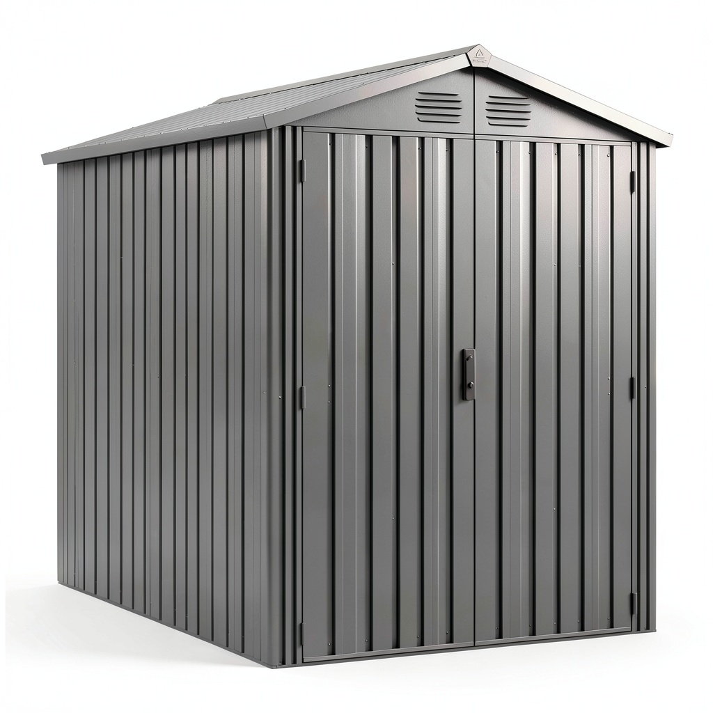 Abri de jardin, en métal, avec portes, 168 x 256 x 200 cm, pour le jardin