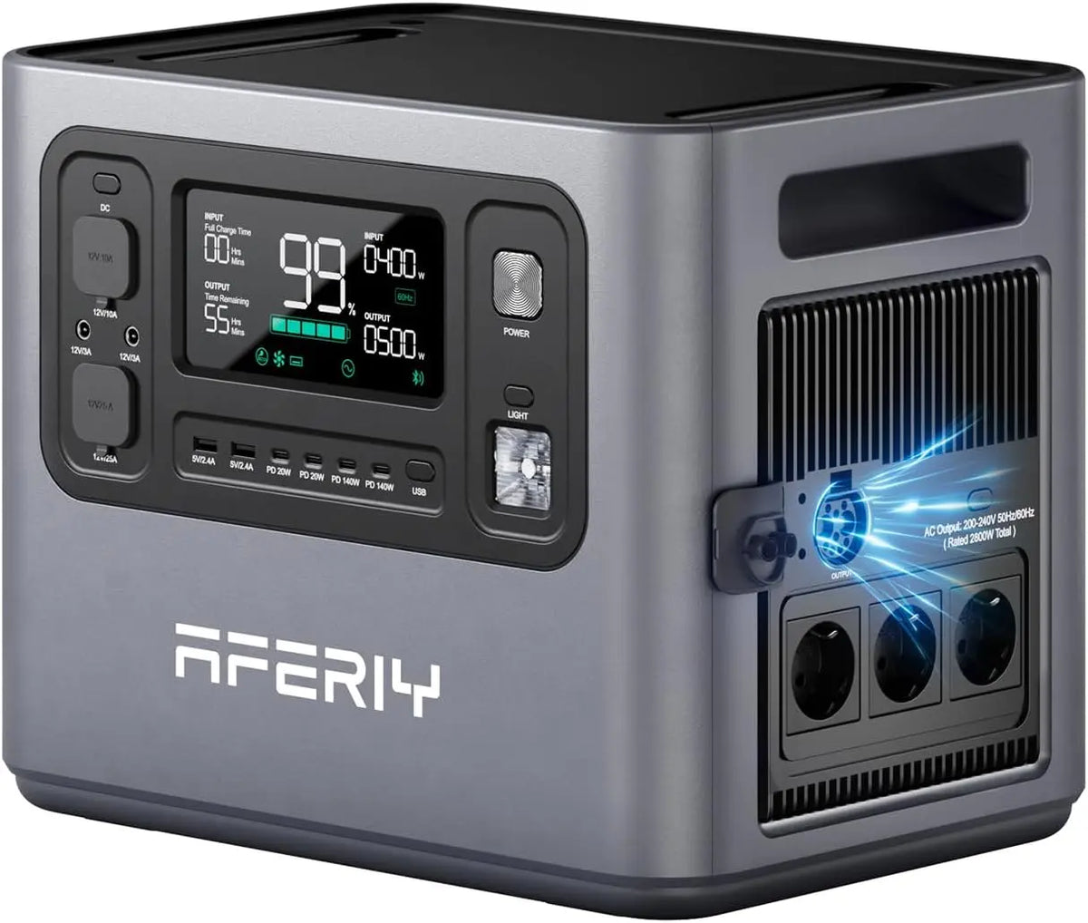 AFERIY P280 Station Electrique portable 2800W – 2048 Wh / 10,24 kWh, gris/noir