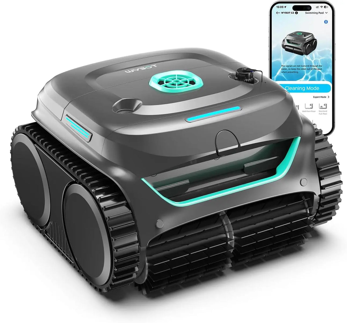 WYBOT C2 Robot Piscine sans Fil pour Piscines Enterrées 150㎡ – 72 W, 6600 mAh, vert