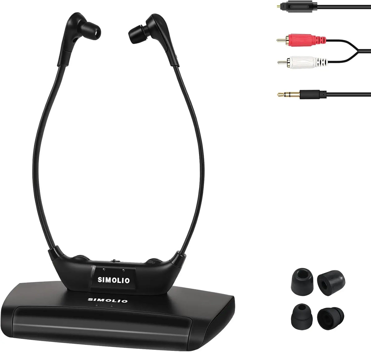 SIMOLIO Casque téléviseur sans Fil pour Télévision – noir/gris