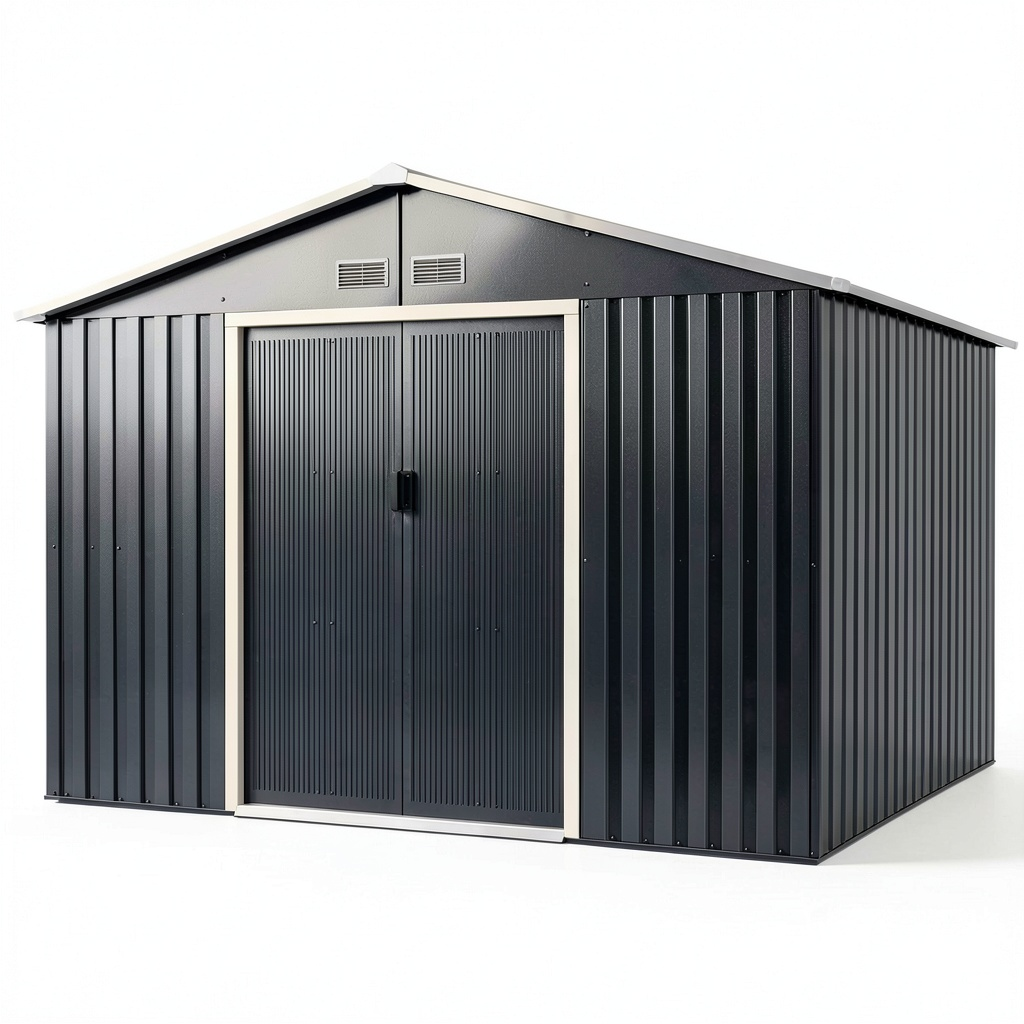 Abri de jardin, avec portes coulissantes, en métal, pour le jardin