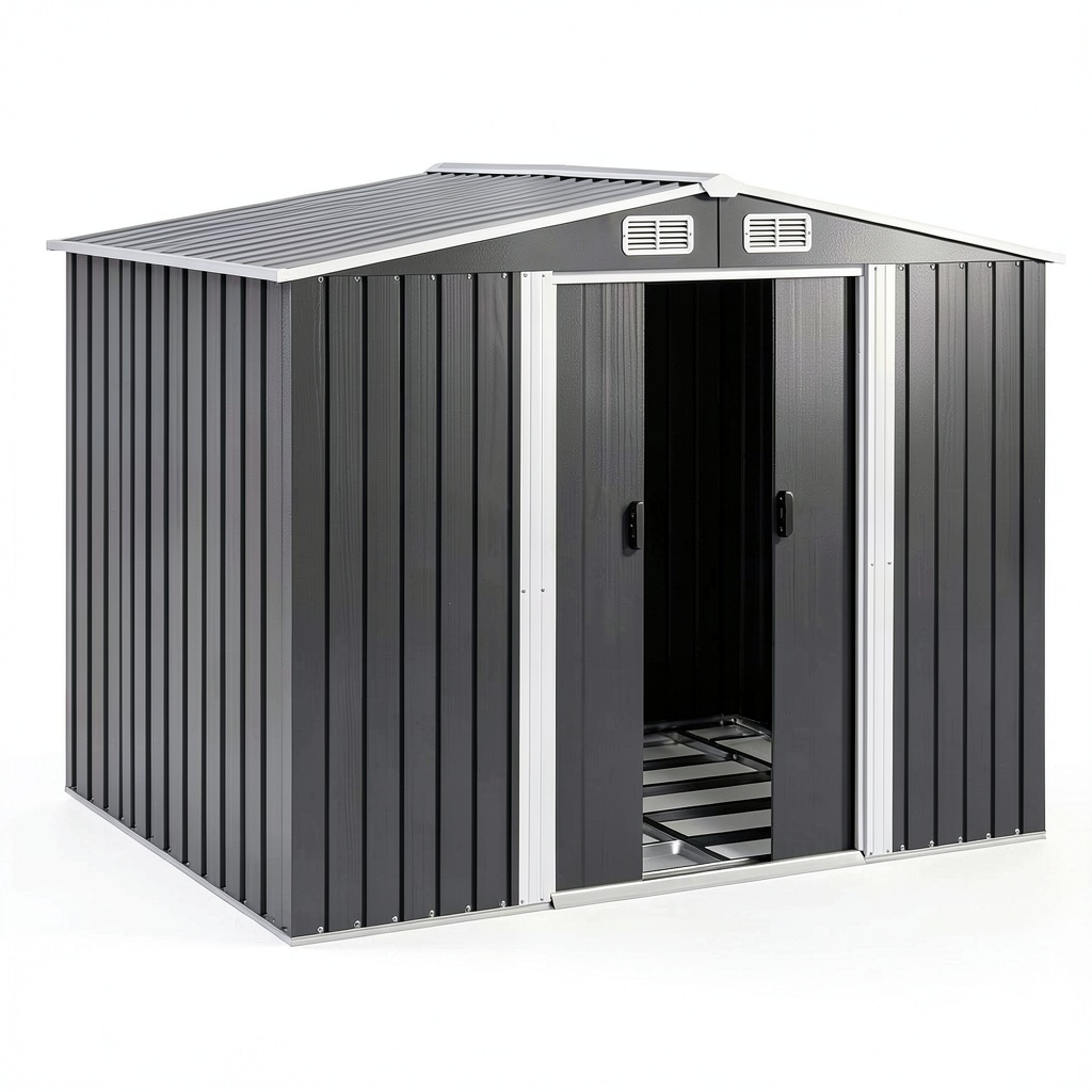 Abri de jardin, en acier, coloris gris, pour le jardin