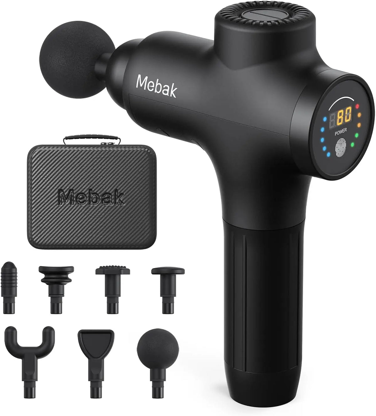 Mebak 3 Pistolet de Massage Musculaire Massage Gun Masseurs Électriques Portables Masseur des Tissus – 2600 mAh, 60 Hz, gris/noir