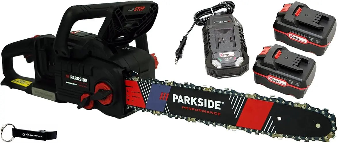 HEADNMORE Parkside Performance Tronçonneuse sans fil 40 V PPKSA 40-Li B2 avec 2 batteries 4 Ah + – noir/gris