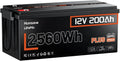 HumsiENK Batterie Lithium LiFePO4 12V 200Ah Plus – 3200 W, 2560 Wh, noir/gris