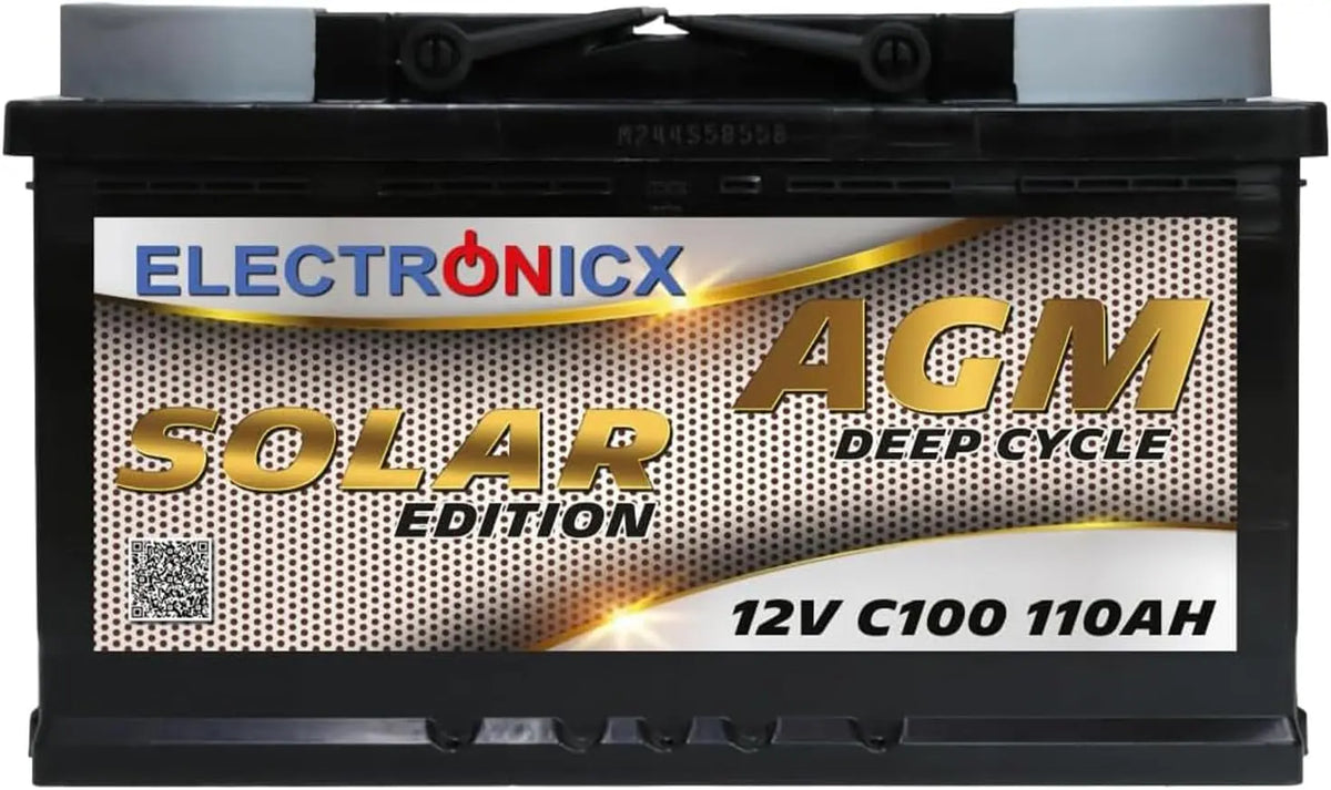 Electronicx Batterie AGM Solaire 12V 110Ah – noir/gris