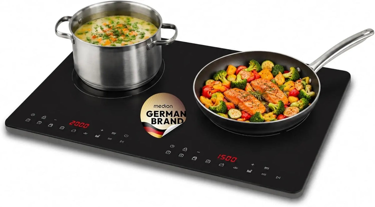 MEDION IC20D Plaque induction 2 foyers 3500 W extra plate – noir/gris