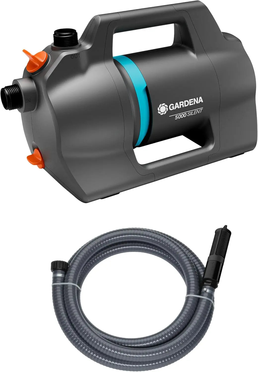 Gardena Kit pompe de surface 5000 silencieux avec aspiration – 5000 l/h, gris