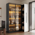 Vitrine vitrée 110.5x35x160cm – 110,5 x35 x160 cm, blanc/noir