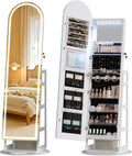 LVSOMT Armoire à Bijoux avec Arqué Miroir – blanc