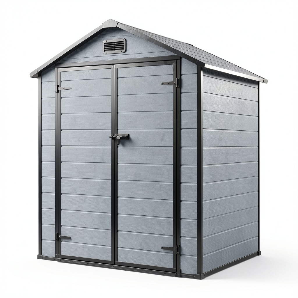 Abri de jardin, 134 x 210 x 182 cm, coloris anthracite, pour le jardin