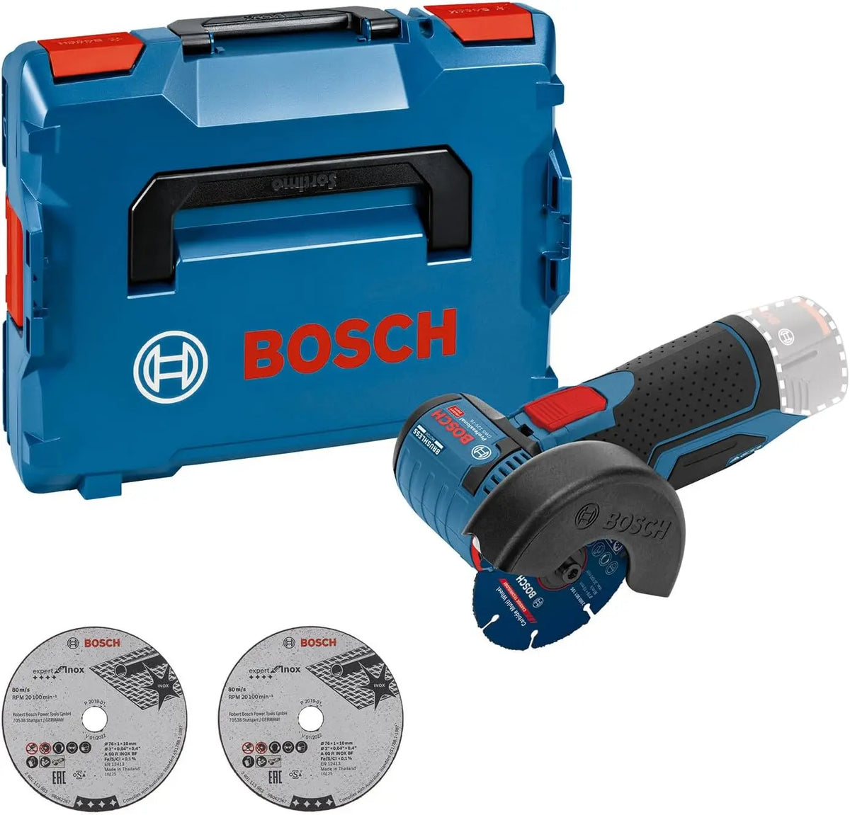 Bosch Professional 12V système meuleuse angulaire sans-fil GWS 12V-76 2 disques à tronçonner Expert – argenté