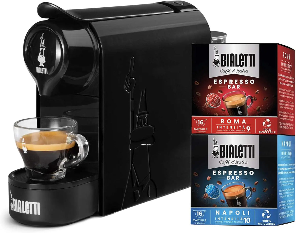 Bialetti Gioia Machine à expresso avec 32 capsules - Fonctionne exclusivement avec des capsules - Noir – 0,5 litre