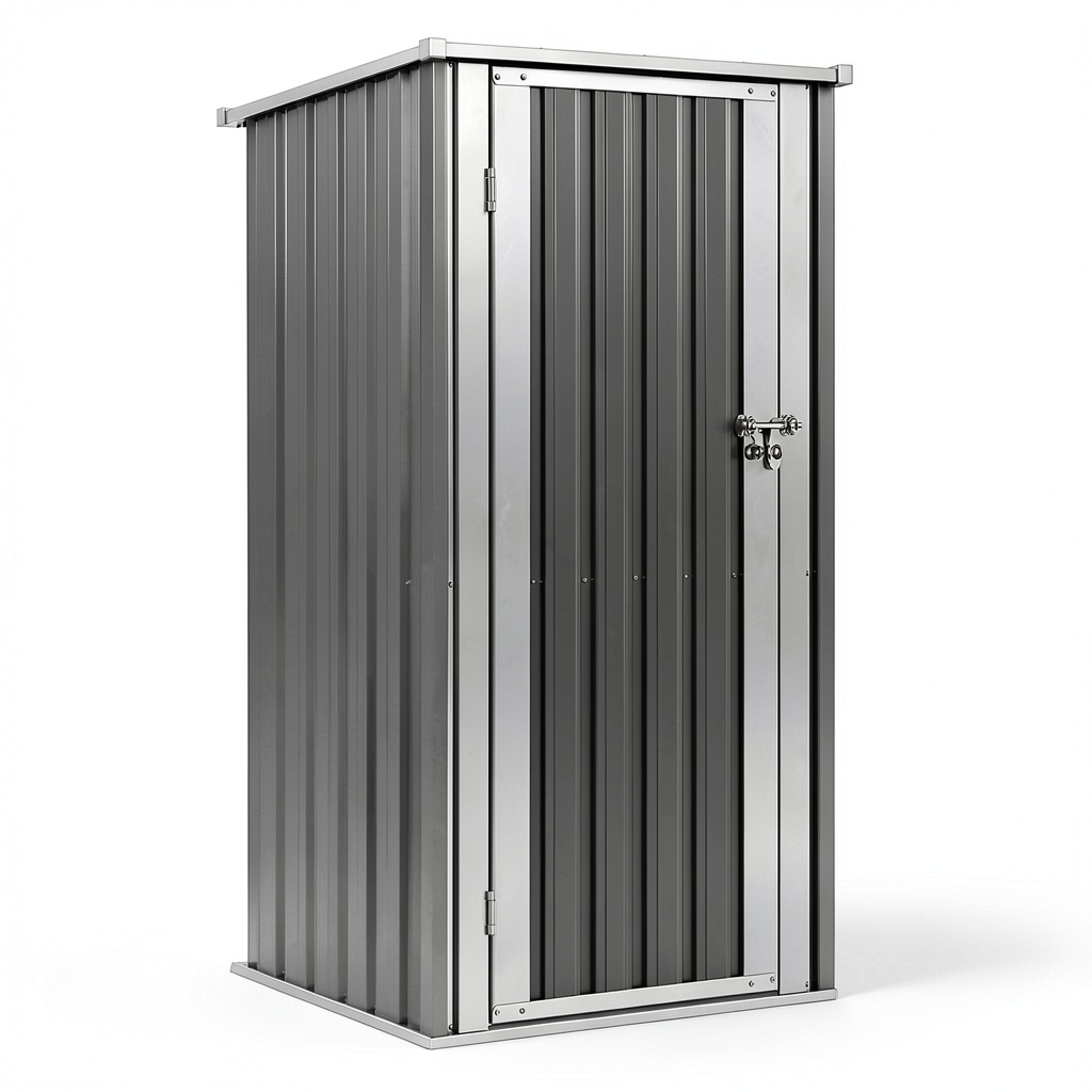 Abri de jardin, en métal, coloris gris et anthracite, 83 x 89 x 163 cm, pour le jardin